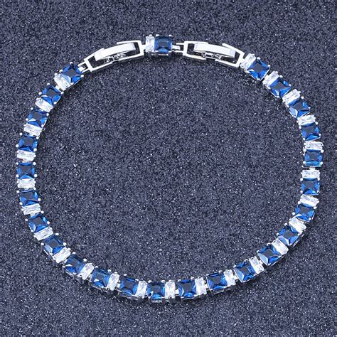 Aliexpress Buy New Created Blue White Cubic Zirconia Silver