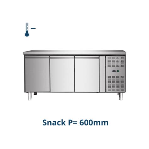 Table desserte réfrigérée négative 3 portes position centrale prof 600mm
