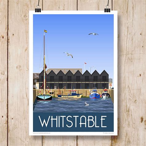 Travel Poster Whitstable Sea From Portrait Kent Image Sizes Etsy Uk