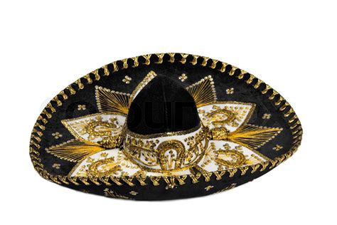 Black mexican sombrero from Mexico isolated on white background | Stock ...