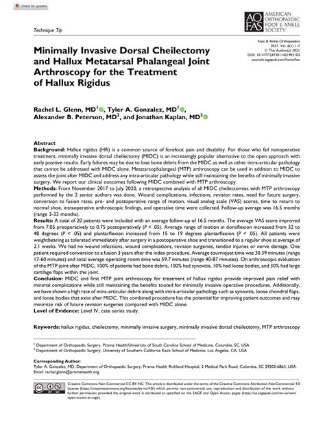 Pdf Minimally Invasive Dorsal Cheilectomy And Hallux Metatarsal