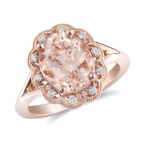 Morganite Ring Natural Morganite Ring 241 Carats Morganite Jewelry Rose Gold Peach Pink