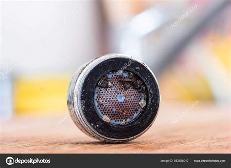 Old Clogged Leaking Faucet Aerator Stone Sand Calcium Sediment Hard