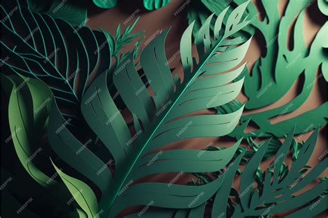 Premium AI Image | A green background with a tropical leaf pattern.