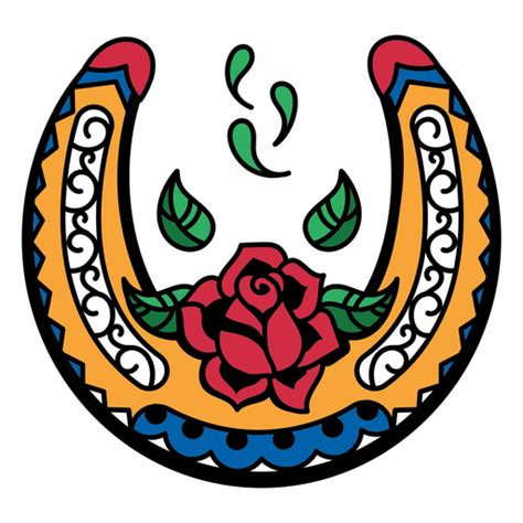 Diseño PNG Y SVG De Trazo De Color De Herradura Floral Del Salvaje