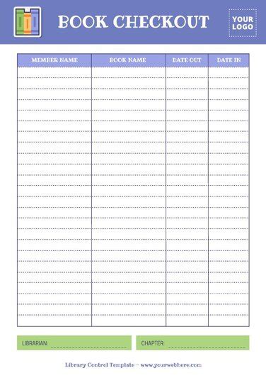 Printable Library Checkout Sheet Templates