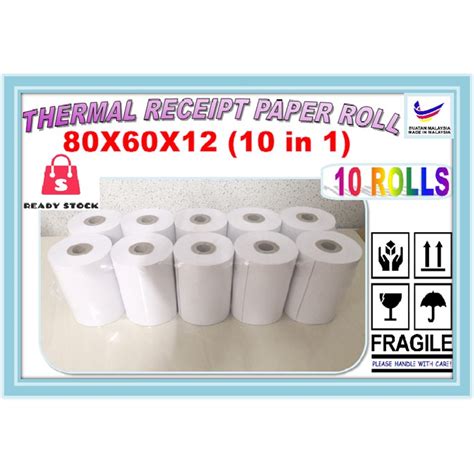 Thermal Receipt Paper Rolls 80mm X 60mm X 12mm 10 IN 1 10 ROLLS