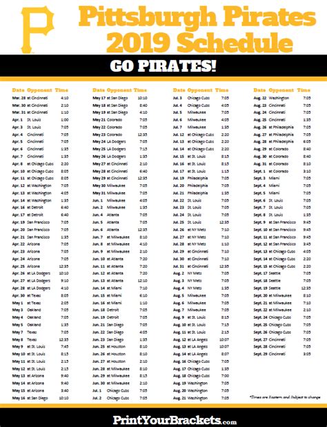 Pittsburgh Pirates Schedule 2024 Printable