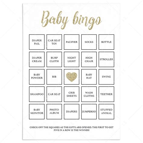 Printable Baby Shower Bingo Cards