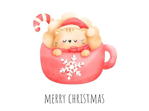 Premium Vector Draw Cat Meowy Christmas For New Year And Merry Christmas