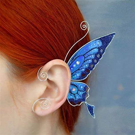 Amazon Blue Butterfly Wing Earrings Ear Cuffs Earrings Light Wing