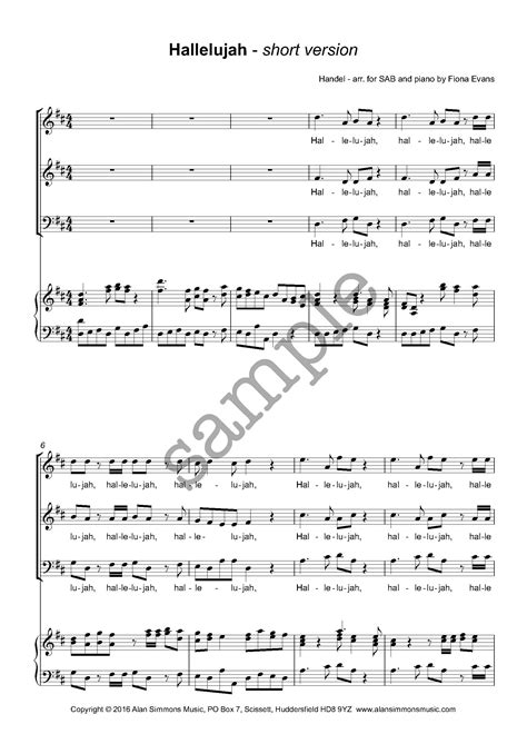 Hallelujah Chorus SAB (short version) - Alan Simmons Music - Choral ...