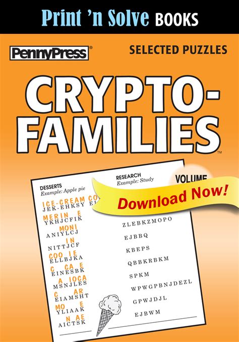 Print N Solve Books Crypto Families Penny Dell Puzzles