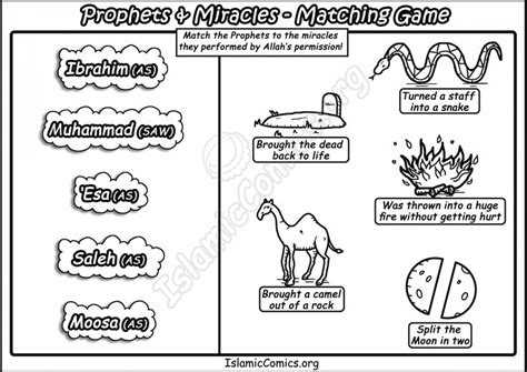 Prophets And Miracles Islamic Matching Game Muslim Kids Activities