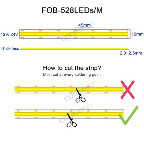 Buy Leds M Super Bright W M Fob Led Strip Flexible Cob Bar Light