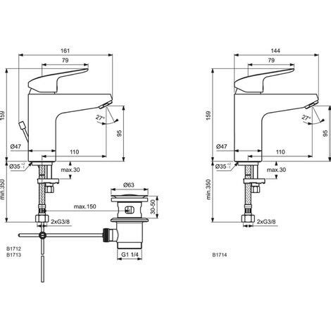 Ideal Standard CeraFlex Miscelatore Da Lavabo Con Sistema Di Scarico