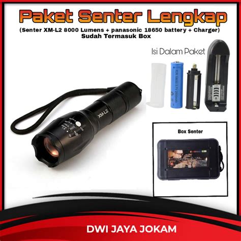 Jual Senter Led Tactical Cree Xm L Lumen Dengan Baterai