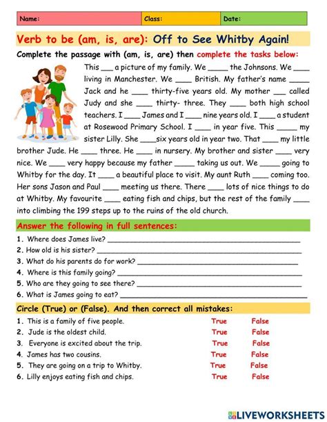 To Be Reading Comprehension Wh Questions Worksheet Live Worksheets