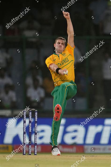 South Africas Anrich Nortje Bowls Delivery Editorial Stock Photo