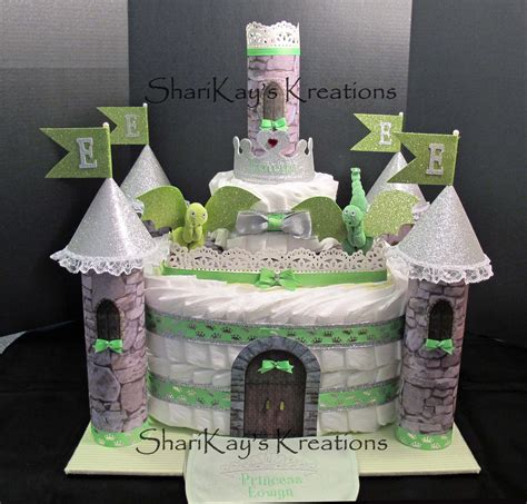 Green Silver Castle Diaper Cake Custom Made ShariKaysKreations Etsy