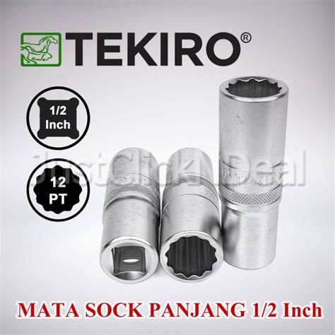 Tekiro Mata Sock Panjang 21 32 Mm 1 2 Inch 12PT Kunci Sok Deep Wall