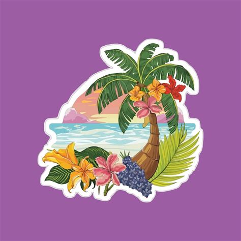 Premium Vector Ocean Beach Graphic Sticker Design