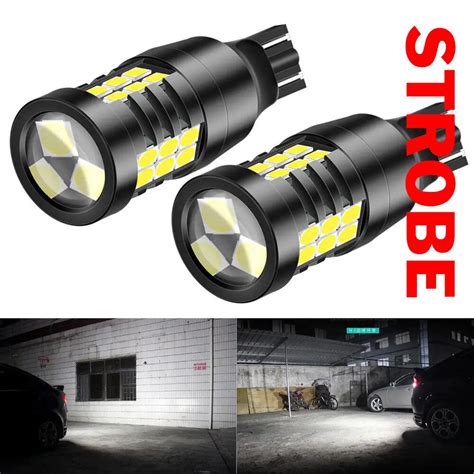 2 pces t15 w16w wy16w super brilhante 1600lm lâmpadas led canbus nenhum