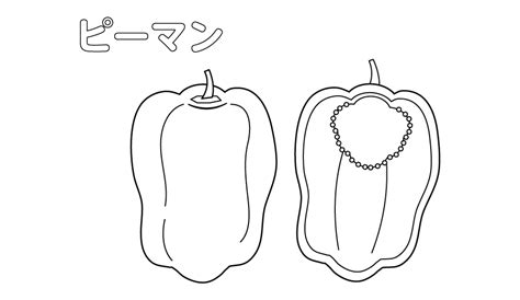 ピーマンのイラストのぬりえ｜ぬりえ生活