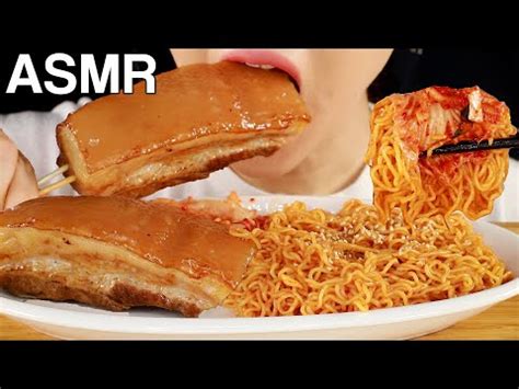 Asmr Paldo Spicy Cold Noodles Pork Belly Eating Sounds Mukbang No Talking