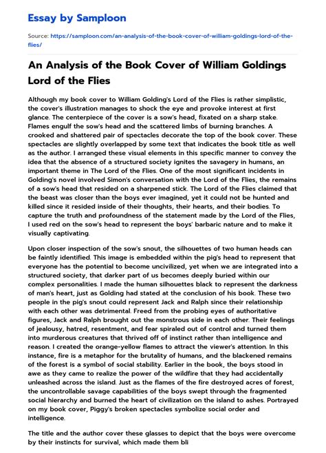 An Analysis Of The Book Cover Of William Goldings Lord Of The Flies