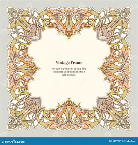 Decorative Ornament Border Frame Template For Product Label Stock