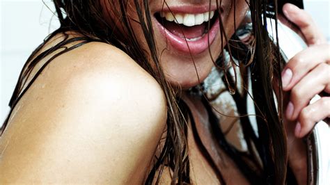 Smiling Brunette Wet Open Mouth Women Wallpapers HD Desktop And Mobile Backgrounds