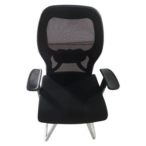 Mild Steel 1 Seater Mesh Back Visitor Chair For Office With Armrest