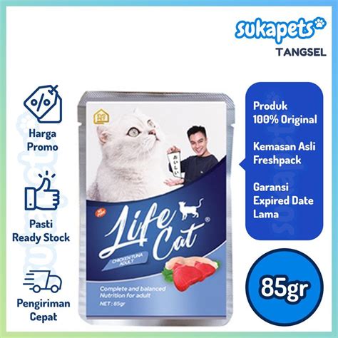 Jual Life Cat Pouch Adult Chicken Tuna Makanan Kucing Basah 85gr