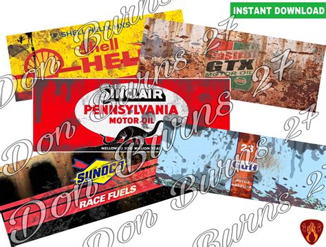 Printable Vintage Motor Oil Can Labels Set Of 5 Instant Etsy