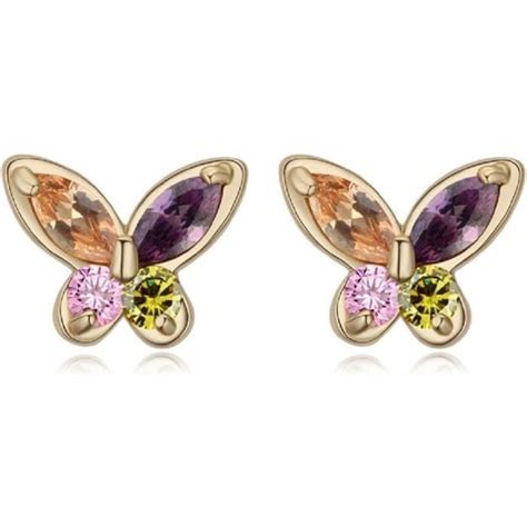 Bijoux Clous Boucles D Oreilles Papillon Avec Cristaux De Zircone Ct