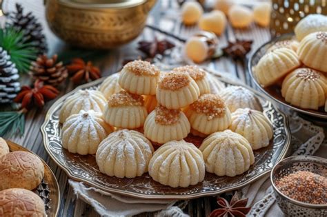 Premium Photo Traditional Arabic Eid Sweets With Semolina Maamoul Cookies