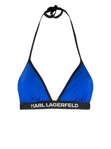Karl Lagerfeld Logo Band Bikini Top Blue FARFETCH