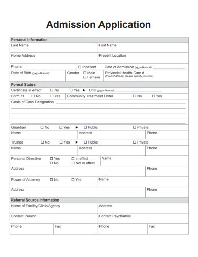 Free Admission Application Form Samples In Ms Word Google Docs Pdf