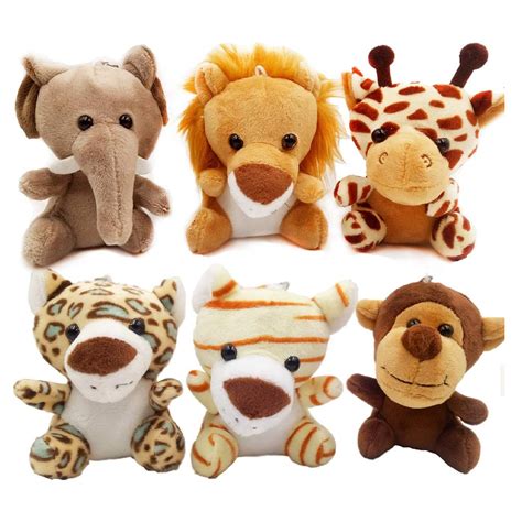 In Stock Mini Stuffed Plush Forest Animals Keychains Set Jungle Safari ...