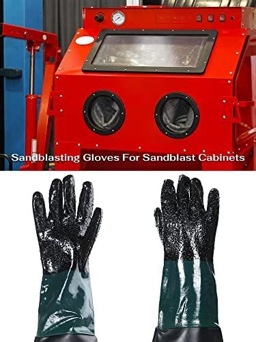 2 Pairs 236 Inch Rubber Sandblast Cabinet Gloves Heavy Duty Sandblaster Gloves Large Sand Blast