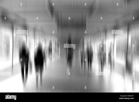 Moving Blur People Walking Black And White Effect Stock Photo Alamy