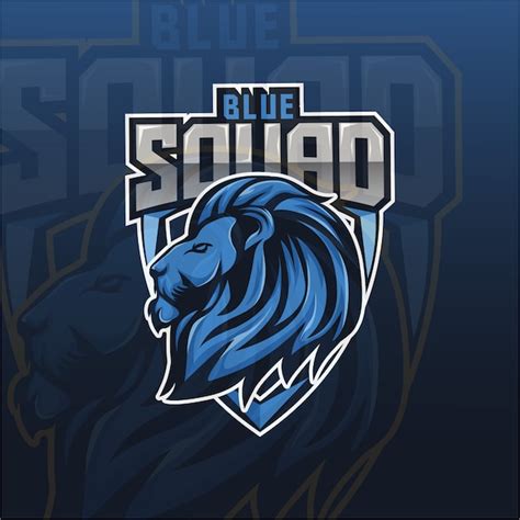 Logotipo De Esport De Mascota De León Azul Vector Premium