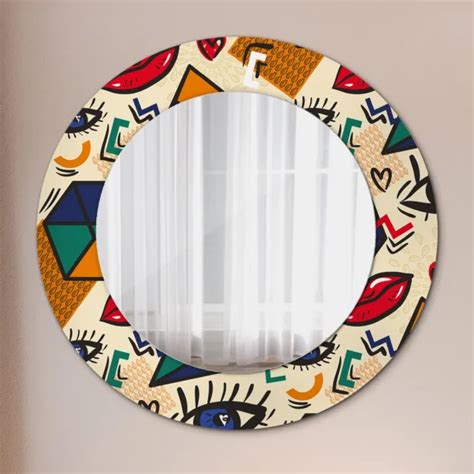 MIROIR AVEC CADRE en verre imprimé Miroir Mural Suspendu style pop art