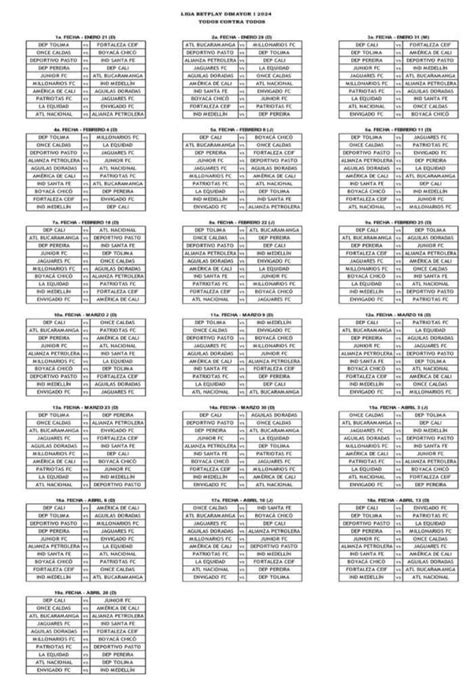 Fixture De Liga Betplay I Y Sus Cruces Con Copa Libertadores