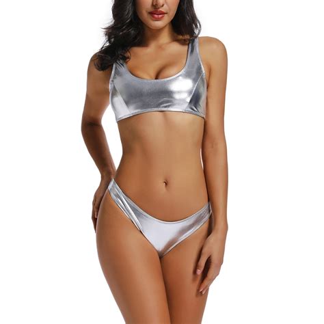 Cross1946 CROSS1946 Women Sexy Sequin Shiny Metallic Glitter Bikini