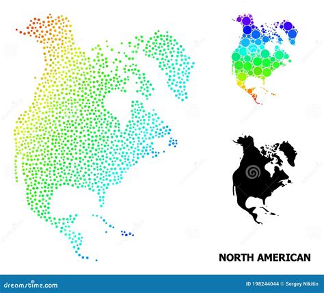 Vector Spectrum Dotted Map Of North America Stock Vector Illustration Of Collage Pattern