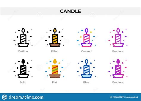 Candle Icons In Different Style Candle Icons Set Holiday Symbol