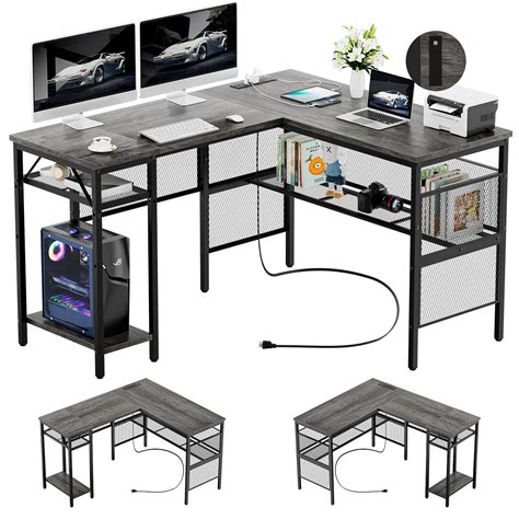 Hyomdeck Reversible L Shaped Gaming Desk Large Corner Computer Desk