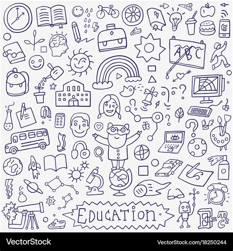 School Education Doodle Set Royalty Free Vector Image